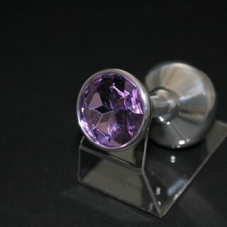 Jewel Plugs Aluminium mit Straßstein - Violet 40mm